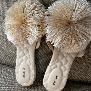 Birdies Cream Cozy Pom-Pom Mules